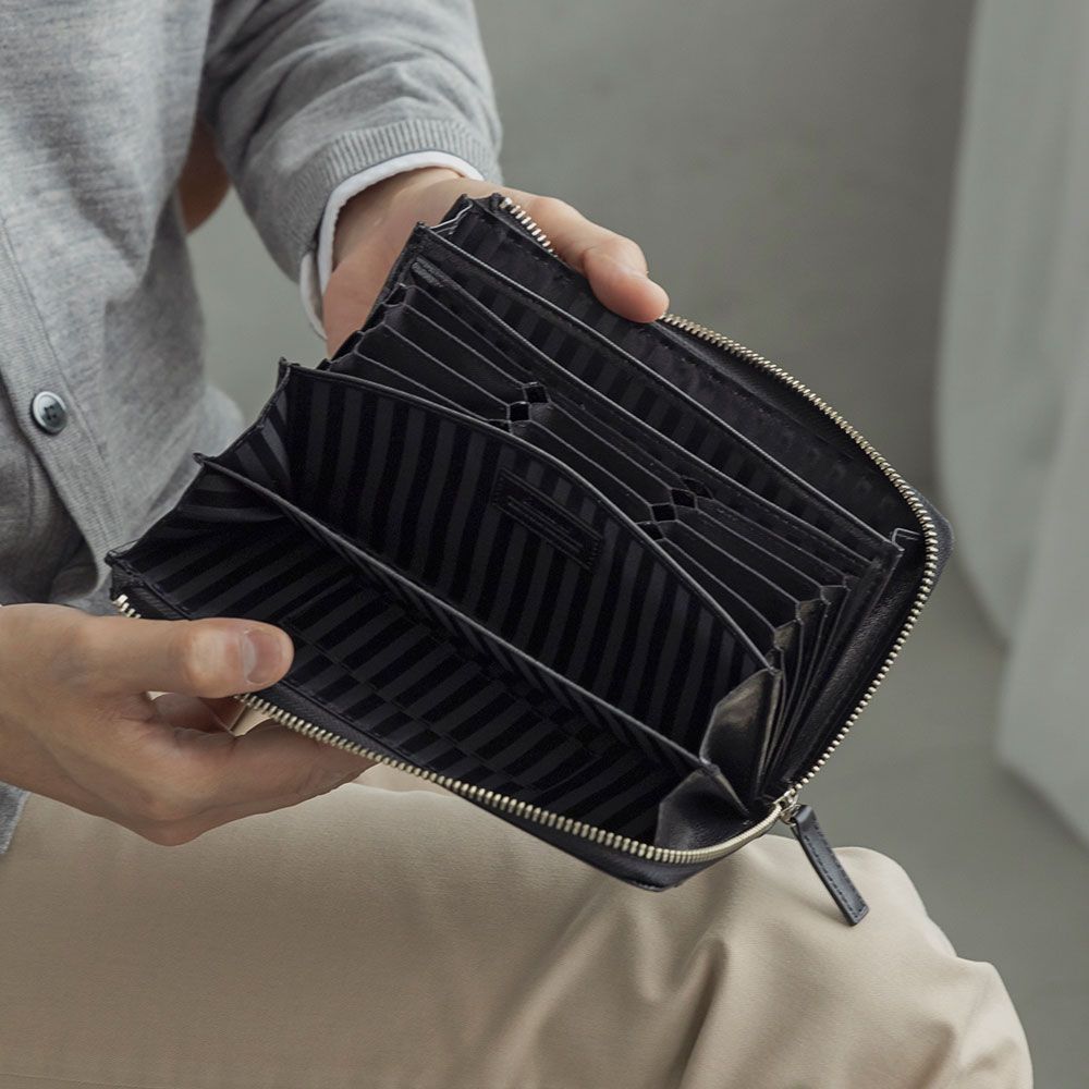 一目瞭然 マネースルーウォレット 大容量 メンズ 長財布 ロング