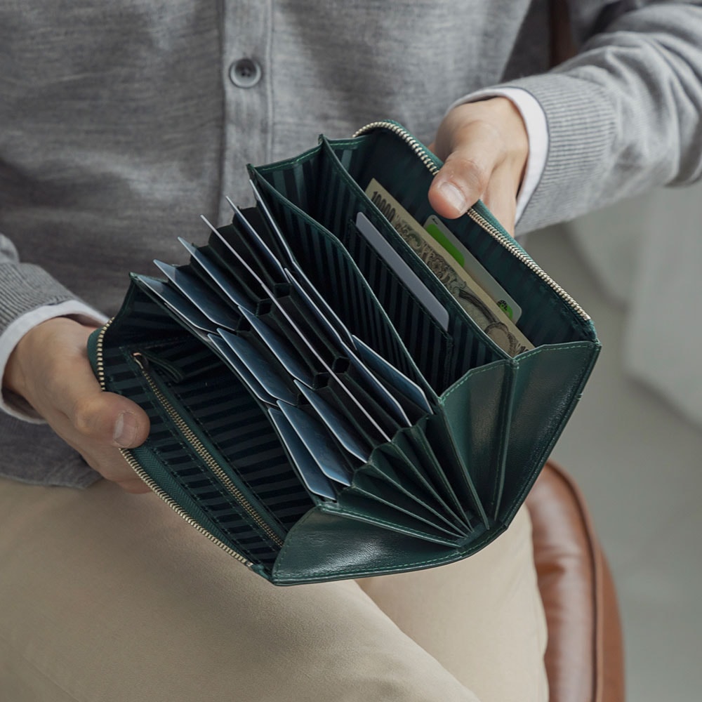 「匠」訳あり 説明文でご確認！【ヴィンテージブルー】★ 長財布 本革 ファスナー ヌメ革　メンズ財布 牛革 二つ折り財布 YKK 金具 職人 一目瞭然 マネースルーウォレット 大容量 メンズ 長財布 ロング