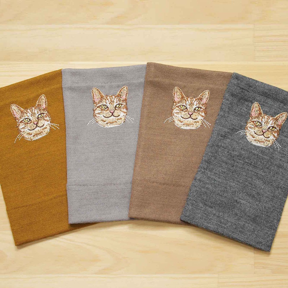 佩 / ハク] 日本製 猫リストマフラー キジトラ・茶トラ 手首