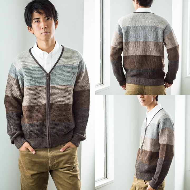 Ifer Knitwear アイファーニットウェア アルパカ グラデーション Vジップ カーディガン メンズ 男性 彼氏 おしゃれ ブランド 誕生日プレゼント あす着対応 セール対象 メンズファッション ニット カーディガン レザーグッズ専門店glencheck グレンチェック