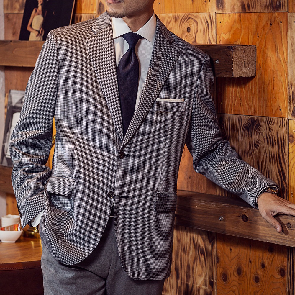 千鳥格子 ジャケット ニットジャケット ストレッチ メンズ 男性 あす着対応 メンズファッション ジャケット ブルゾン レザーグッズ専門店glencheck グレンチェック