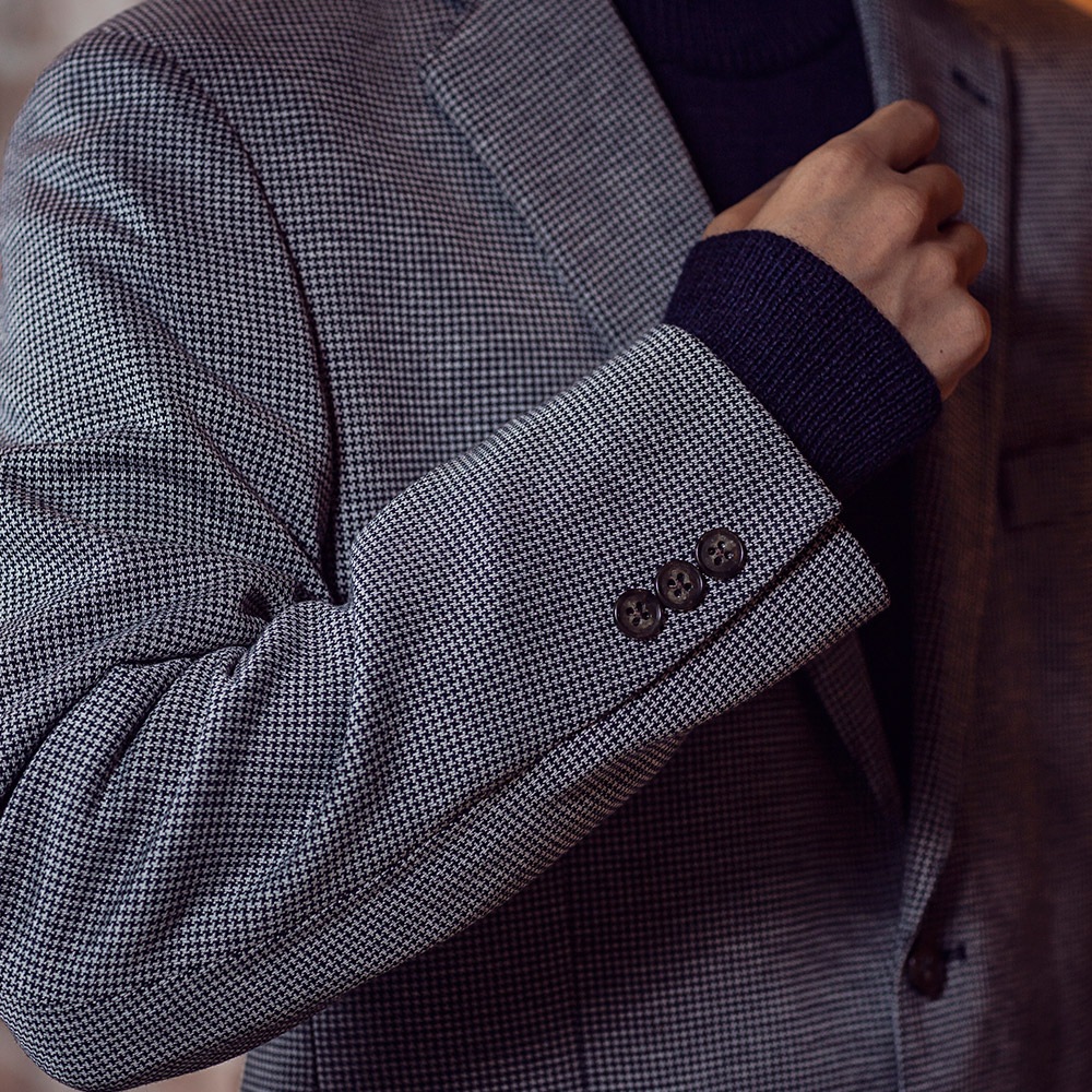 千鳥格子 ジャケット ニットジャケット ストレッチ メンズ 男性 あす着対応 メンズファッション ジャケット ブルゾン レザーグッズ専門店glencheck グレンチェック