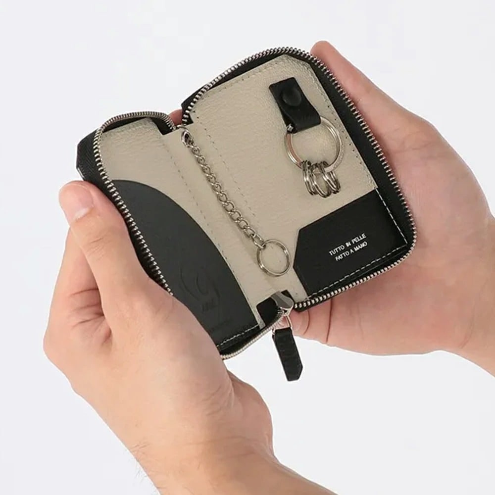 未使用 ラルコバレーノ 山羊革 レザーキーケース 5連ダークブラウン イタリア製 JALオリジナル] イタリア製 スマートWキーケース 鍵 カード入れ