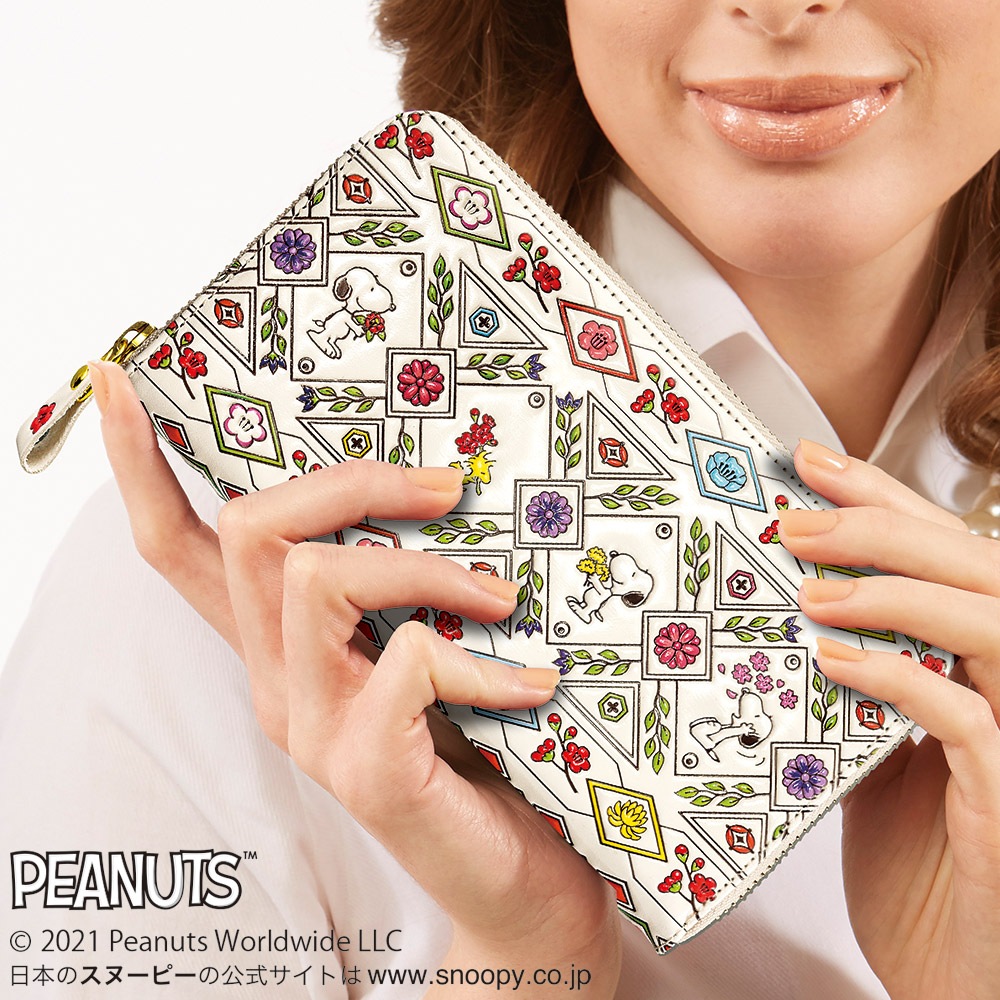 Snoopy スヌーピー 吉祥花づくし 日本製 浅草文庫 牛革製 長財布 長札財布 本革 あす着対応 財布 長財布 レザーグッズ専門店glencheck グレンチェック