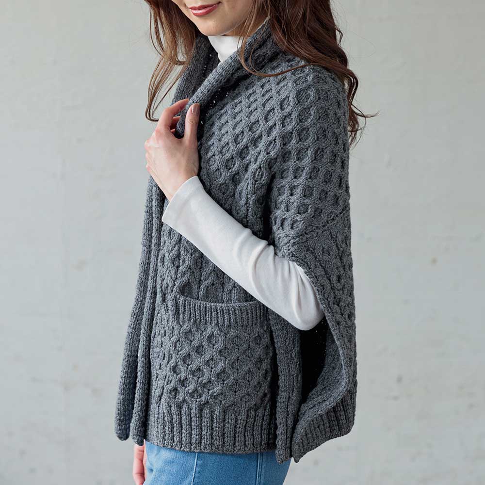 レディース フィッシャーマンズ ポンチョ アラン模様 ウール [ARAN ...