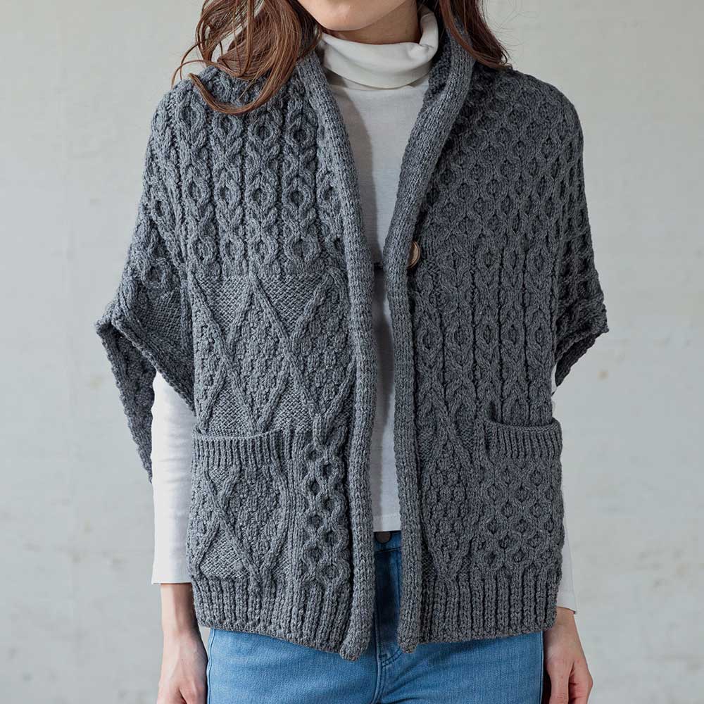 レディース フィッシャーマンズ ポンチョ アラン模様 ウール [ARAN ...