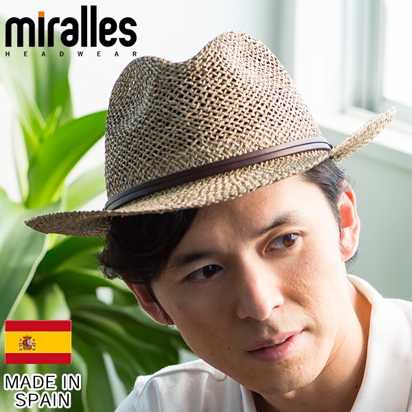 スペイン製 シーグラスハット Miralles ミラレス メンズ 夏ハット 麦わら帽子 イグサ 井草帽子 サマーハット 日除け 日よけ あす着対応 メンズ服飾雑貨 ハット キャップ レザーグッズ専門店glencheck グレンチェック