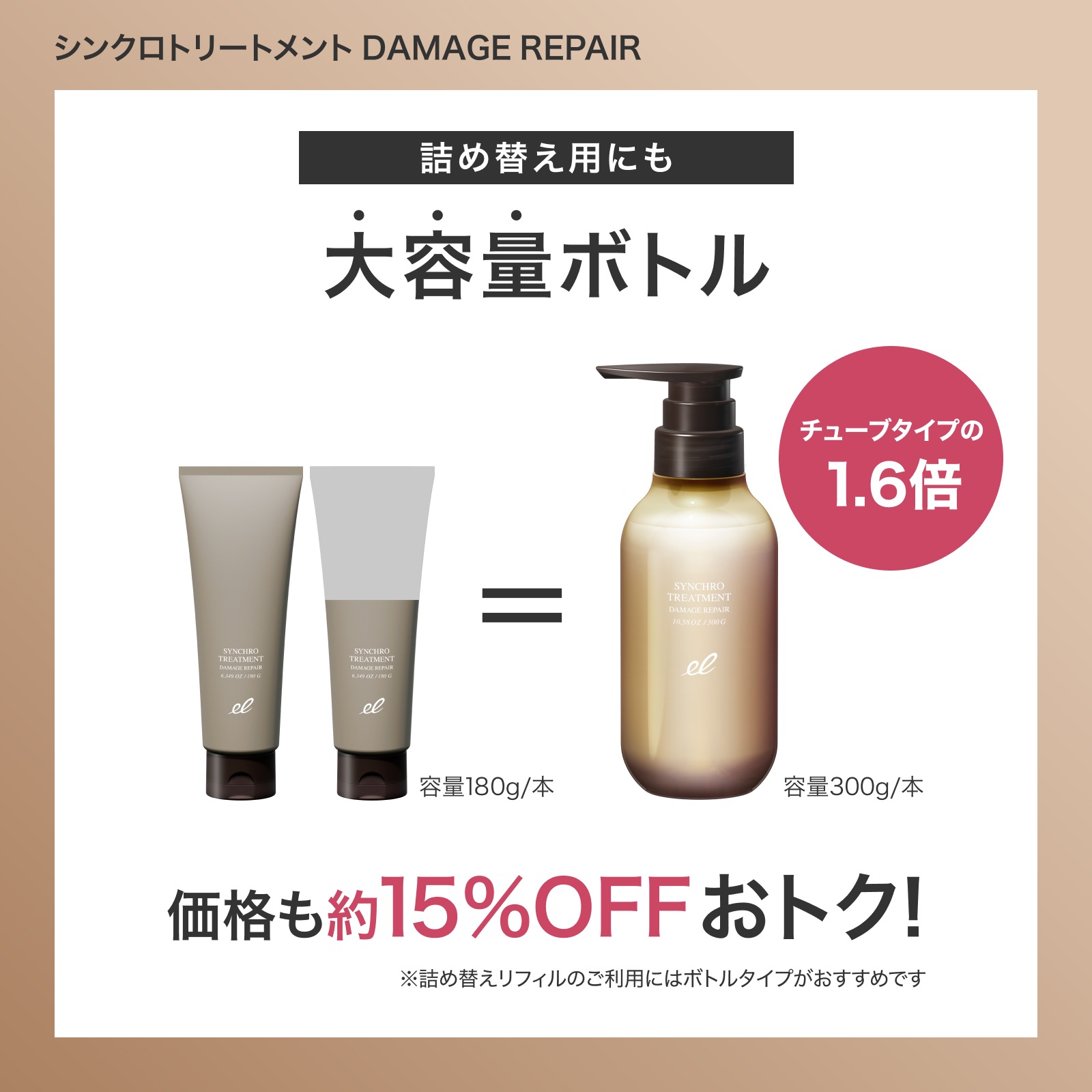 シンクロトリートメント DAMAGE REPAIR 300g | ELECTRON ONLINE SHOP