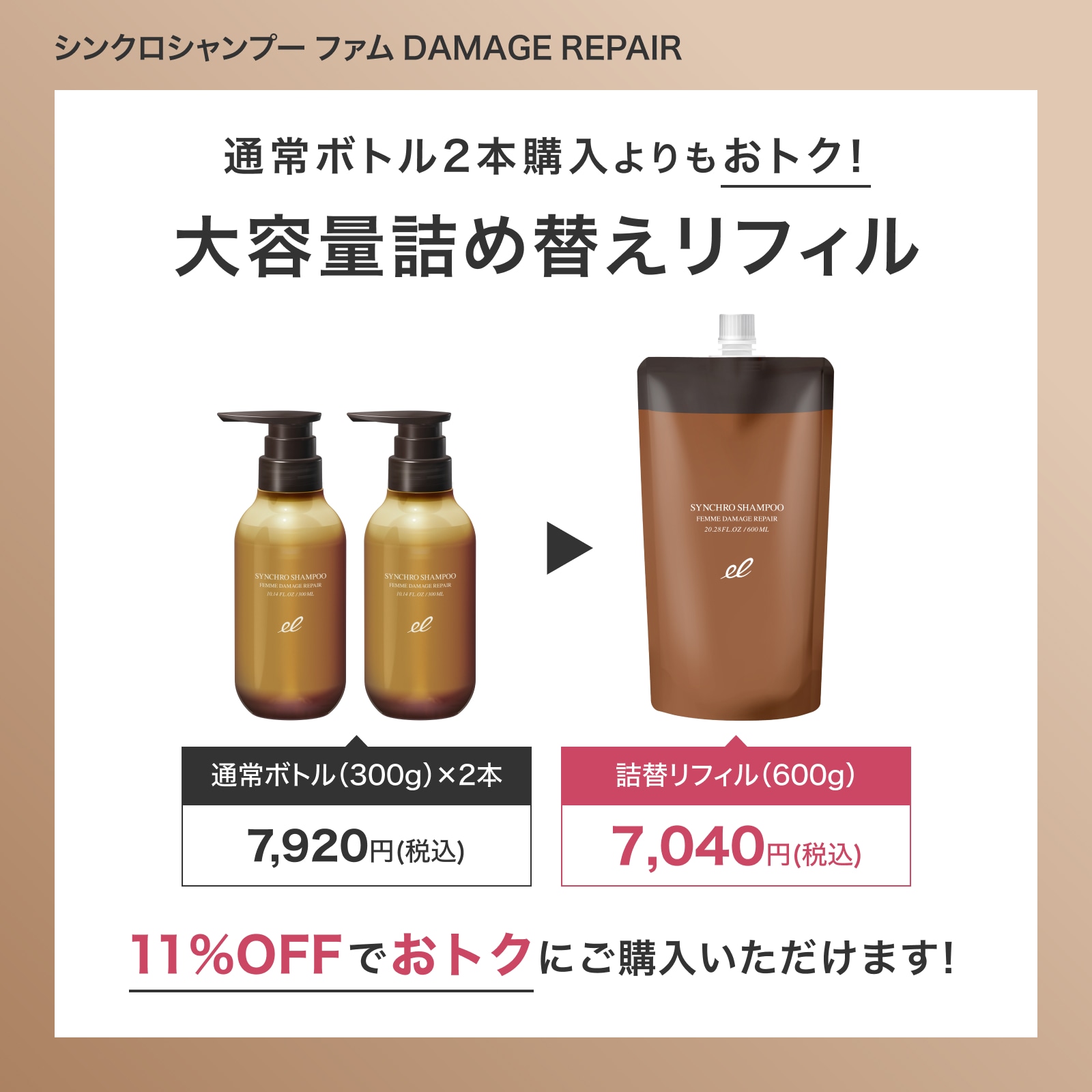 詰替】シンクロシャンプー ファム DAMAGE REPAIR | ELECTRON ONLINE SHOP