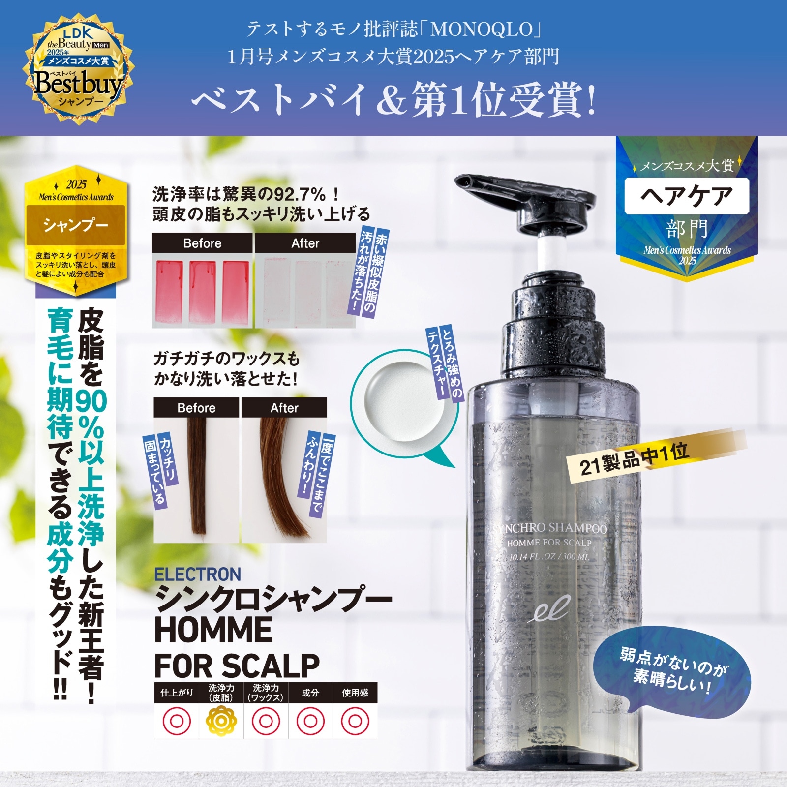 シンクロシャンプー オム FOR SCALP（男性用） | ELECTRON ONLINE SHOP