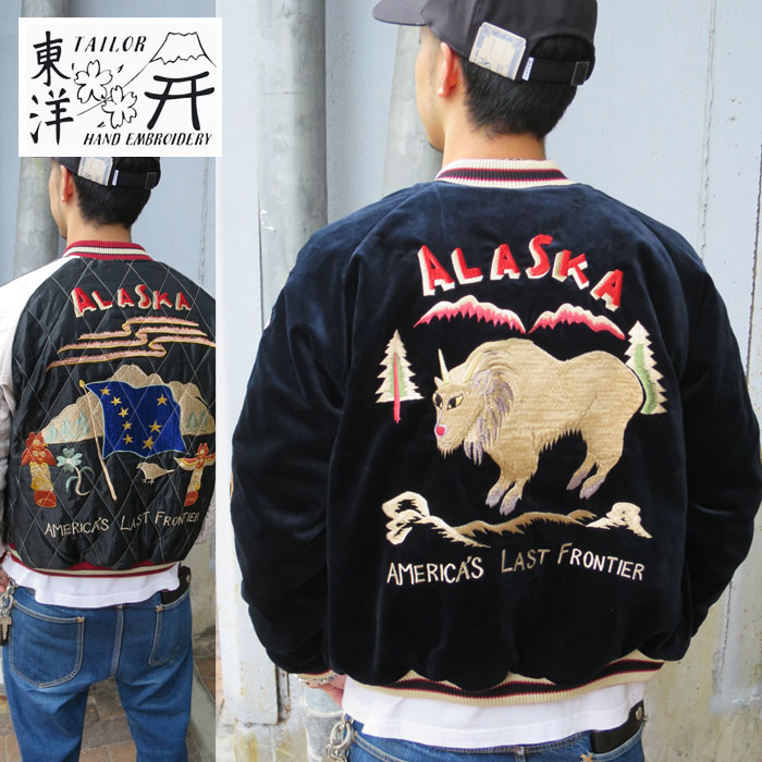 ���Υ��󥿡��ץ饤�� �ơ��顼���� TT15544-128 ��MOUNTAIN GOAT�� �� ��ALASKAN FLAG�� Late 1950s Style Velveteen Souvenir Jacket ���� ��������� �����٥˥����㥱�å� ��С����֥� �������� ��������