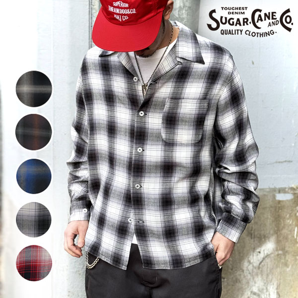 SC29120 SC29263  RAYON OMBRE CHECK OPEN SHIRT SUGAR CANE 奬 ֥졼åץ󥷥 졼 å  Υ󥿡ץ饤