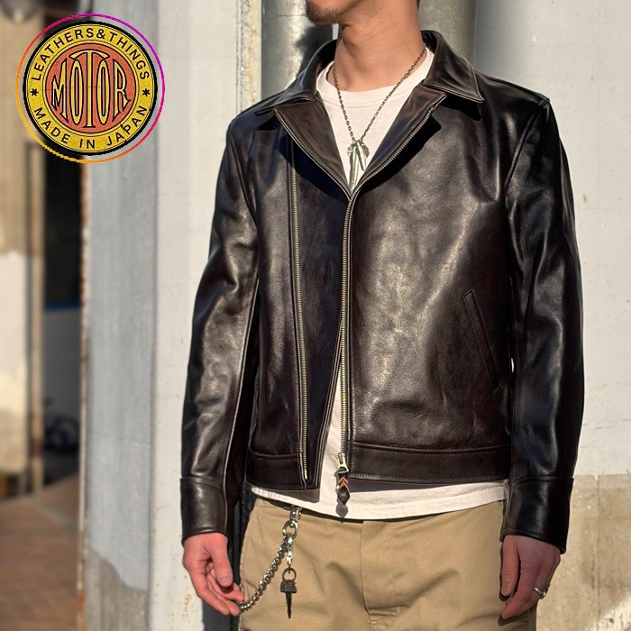 MOTOR RCLL13 "MOTOR NEW VINTAGE" ITALIAN HORSE FRONT DOUBLE SPORTS JACKET �����ꥢ��ۡ����쥶�� ���֥륹�ݡ��ĥ��㥱�å� ���֥�饤������ ��BLACK�ۥ쥶�����㥱�å� �ץ���� �⡼���� MOTO ��� �����ʸ��Բľ���