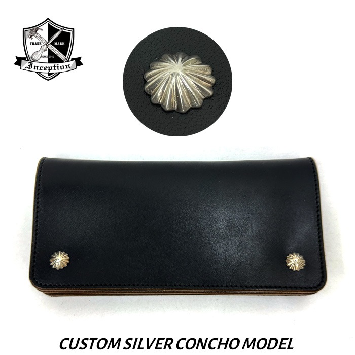 INCEPTION HORSE BUTT LEATHER �ڥ�������SILVER�������� TRUCKER WALLET (LONG) CUSTOM SILVER CONCHO [ IPW-07SVC ] ���󥻥ץ���� �ۡ����Хå� �ȥ�å���������å� SILVER 925 ���󥰥�����å� Ĺ���ۡ�BLACK�� ������ �쥶��������å� �ϳ�