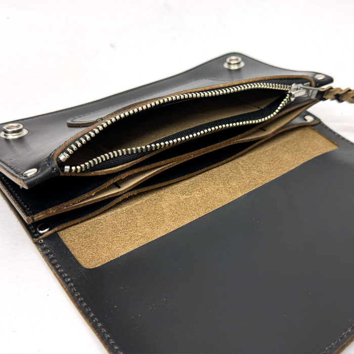 INCEPTION HORSE BUTT LEATHER �ڥ�������SILVER�������� TRUCKER WALLET (LONG) CUSTOM SILVER CONCHO [ IPW-07SVC ] ���󥻥ץ���� �ۡ����Хå� �ȥ�å���������å� SILVER 925 ���󥰥�����å� Ĺ���ۡ�BLACK�� ������ �쥶��������å� �ϳ�