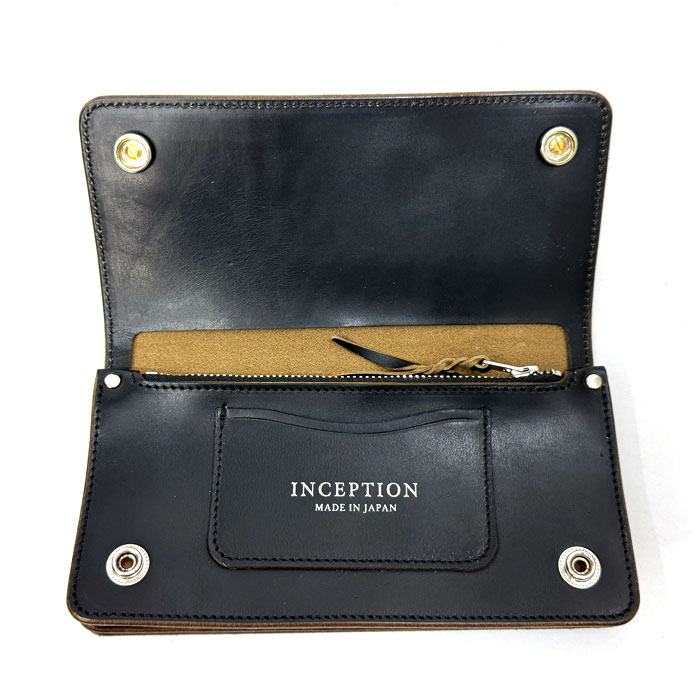 INCEPTION HORSE BUTT LEATHER �ڥ�������SILVER�������� TRUCKER WALLET (LONG) CUSTOM SILVER CONCHO [ IPW-07SVC ] ���󥻥ץ���� �ۡ����Хå� �ȥ�å���������å� SILVER 925 ���󥰥�����å� Ĺ���ۡ�BLACK�� ������ �쥶��������å� �ϳ�