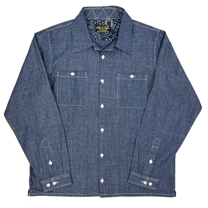 VIN&AGE ������������� TYPE VSL11 CHAMBRAY SHIRT �ڥ�󥦥��å���� �����֥졼����� �����󥢥�ɥ����� �Х����� ���ᥫ�� �ϡ��졼 ���� Ĺµ ���ߥ���� �����ץ󥫥顼�����