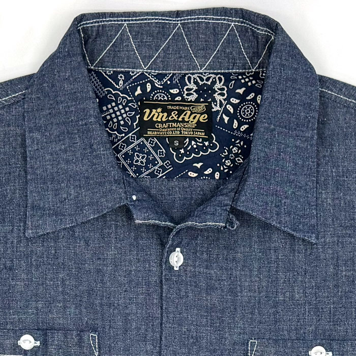 VIN&AGE ������������� TYPE VSL11 CHAMBRAY SHIRT �ڥ�󥦥��å���� �����֥졼����� �����󥢥�ɥ����� �Х����� ���ᥫ�� �ϡ��졼 ���� Ĺµ ���ߥ���� �����ץ󥫥顼�����