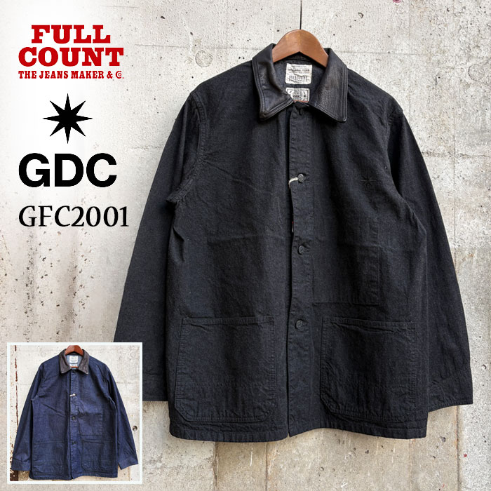FULLCOUNT��GDC [ GFC2001 ] Leather Collar Denim Chore Jacket �ե륫����ȡߥ����ǥ������� 9.5oz �쥶�����顼 �ǥ˥� ���祢���㥱�å� �֥�å� ����ǥ��� Made in Japan ���С������� 2026FW���ץ��륳�쥯�����ڿ��� ��������Ź�� 