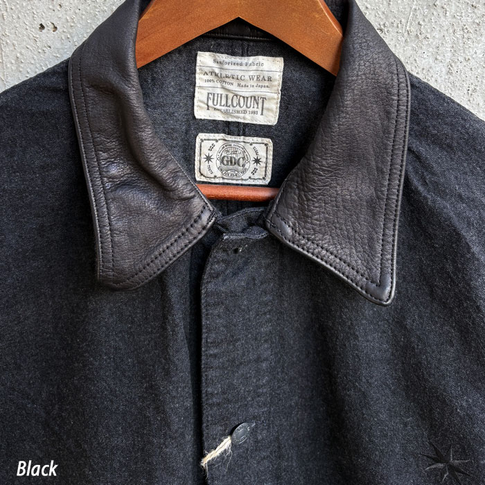 FULLCOUNT��GDC [ GFC2001 ] Leather Collar Denim Chore Jacket �ե륫����ȡߥ����ǥ������� 9.5oz �쥶�����顼 �ǥ˥� ���祢���㥱�å� �֥�å� ����ǥ��� Made in Japan ���С������� 2026FW���ץ��륳�쥯�����ڿ��� ��������Ź�� 