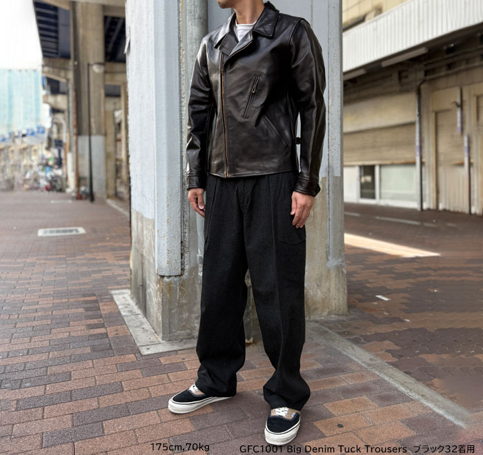 FULLCOUNT��GDC [ GFC1001 ] Big Denim Tuck Trousers �ե륫����ȡߥ����ǥ������� 9.5oz �ӥå� �ǥ˥� ���å� �ȥ饦������ �֥�å� ����ǥ��� Made in Japan 2���å� �磻�� �ե륫�����2026FW���ץ��륳�쥯�����ڿ��� ��������Ź�� 