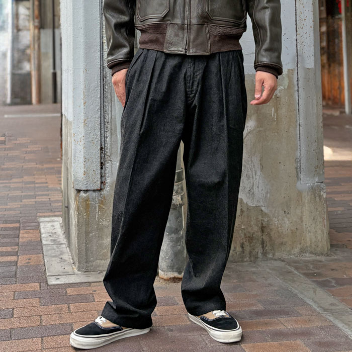 FULLCOUNT��GDC [ GFC1001 ] Big Denim Tuck Trousers �ե륫����ȡߥ����ǥ������� 9.5oz �ӥå� �ǥ˥� ���å� �ȥ饦������ �֥�å� ����ǥ��� Made in Japan 2���å� �磻�� �ե륫�����2026FW���ץ��륳�쥯�����ڿ��� ��������Ź�� 