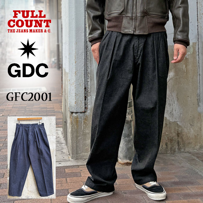FULLCOUNT��GDC [ GFC1001 ] Big Denim Tuck Trousers �ե륫����ȡߥ����ǥ������� 9.5oz �ӥå� �ǥ˥� ���å� �ȥ饦������ �֥�å� ����ǥ��� Made in Japan 2���å� �磻�� �ե륫�����2026FW���ץ��륳�쥯�����ڿ��� ��������Ź�� 
