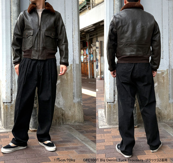 FULLCOUNT��GDC [ GFC1001 ] Big Denim Tuck Trousers �ե륫����ȡߥ����ǥ������� 9.5oz �ӥå� �ǥ˥� ���å� �ȥ饦������ �֥�å� ����ǥ��� Made in Japan 2���å� �磻�� �ե륫�����2026FW���ץ��륳�쥯�����ڿ��� ��������Ź�� 