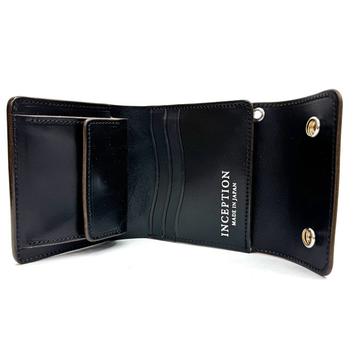 INCEPTION HORSE BUTT LEATHER �ڥ�������SILVER�������� TRUCKER WALLET (SHORT) CUSTOM SILVER CONCHO [ IPW-08SVC ] ���󥻥ץ���� �ۡ����Хå� �ȥ�å���������å� SILVER 925 ���硼�ȥ�����å� ���ۡ�BLACK�� ������ �쥶��������å� �ϳ�
