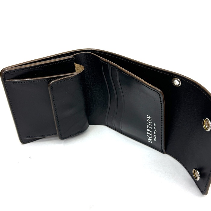 INCEPTION HORSE BUTT LEATHER �ڥ�������SILVER�������� TRUCKER WALLET (SHORT) CUSTOM SILVER CONCHO [ IPW-08SVC ] ���󥻥ץ���� �ۡ����Хå� �ȥ�å���������å� SILVER 925 ���硼�ȥ�����å� ���ۡ�BLACK�� ������ �쥶��������å� �ϳ�