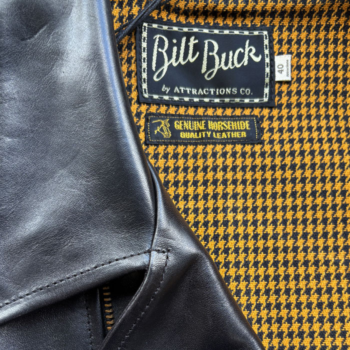 ATTRACTIONS / ���ȥ饯����� BILTBUCK / �ӥ�ȥХå� Lot.379 Horsehide Double Flats Jacket ��� �ۡ����ϥ��� ���֥�֥쥹�� �쥶�����㥱�å� ���ݡ��ĥ��㥱�å� �ڥ֥�å����ϳס��ץ���� ������ �����ʸ��Բľ���