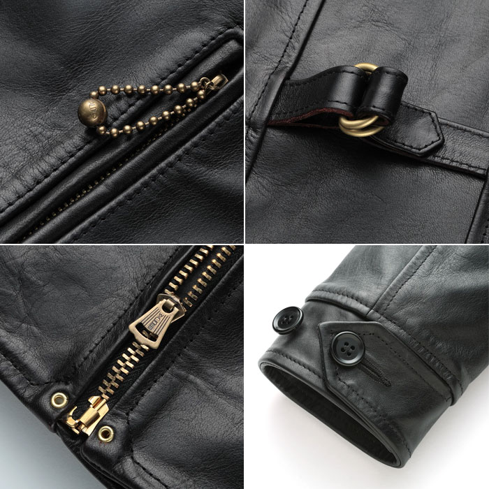 ATTRACTIONS / ���ȥ饯����� BILTBUCK / �ӥ�ȥХå� Lot.379 Horsehide Double Flats Jacket ��� �ۡ����ϥ��� ���֥�֥쥹�� �쥶�����㥱�å� ���ݡ��ĥ��㥱�å� �ڥ֥�å����ϳס��ץ���� ������ �����ʸ��Բľ���