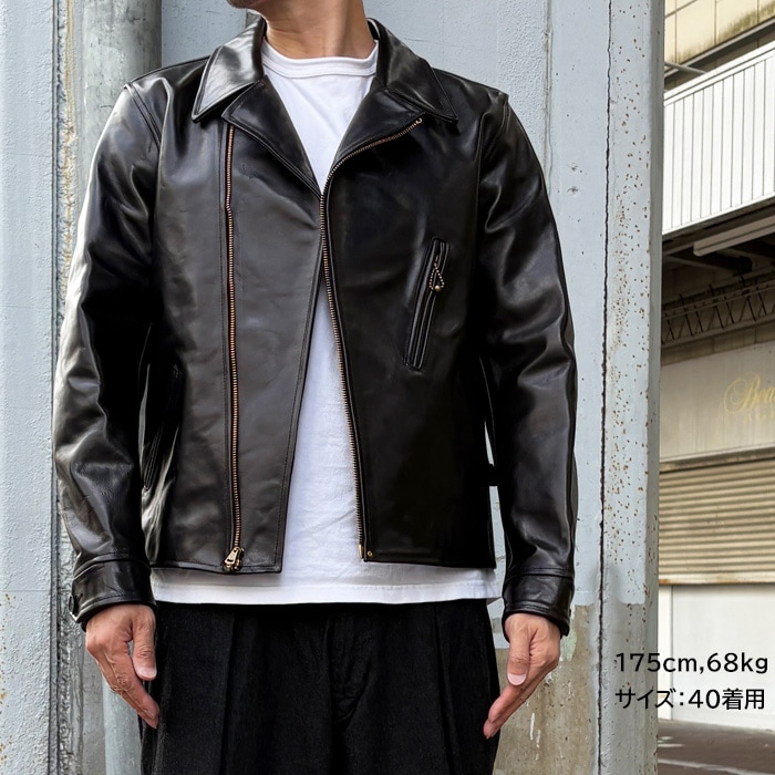ATTRACTIONS / ���ȥ饯����� BILTBUCK / �ӥ�ȥХå� Lot.379 Horsehide Double Flats Jacket ��� �ۡ����ϥ��� ���֥�֥쥹�� �쥶�����㥱�å� ���ݡ��ĥ��㥱�å� �ڥ֥�å����ϳס��ץ���� ������ �����ʸ��Բľ���