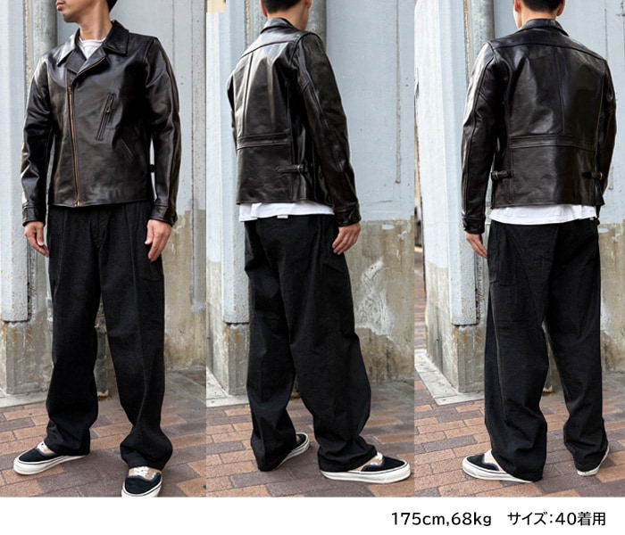 ATTRACTIONS / ���ȥ饯����� BILTBUCK / �ӥ�ȥХå� Lot.379 Horsehide Double Flats Jacket ��� �ۡ����ϥ��� ���֥�֥쥹�� �쥶�����㥱�å� ���ݡ��ĥ��㥱�å� �ڥ֥�å����ϳס��ץ���� ������ �����ʸ��Բľ���