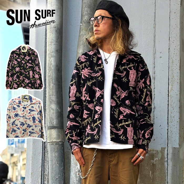 2025���� SUN SURF ���󥵡��� SS29582 [ CORDUROY L/S OPEN SHIRT "HISTORICAL EVIDENCE" ] �����ǥ�������󥰥��꡼�֥����ץ󥷥�� ���Υ��󥿡��ץ饤�� �����ϥ���� ���եۥ磻�� �֥�å�