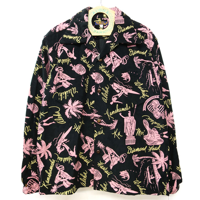 2025���� SUN SURF ���󥵡��� SS29582 [ CORDUROY L/S OPEN SHIRT "HISTORICAL EVIDENCE" ] �����ǥ�������󥰥��꡼�֥����ץ󥷥�� ���Υ��󥿡��ץ饤�� �����ϥ���� ���եۥ磻�� �֥�å�