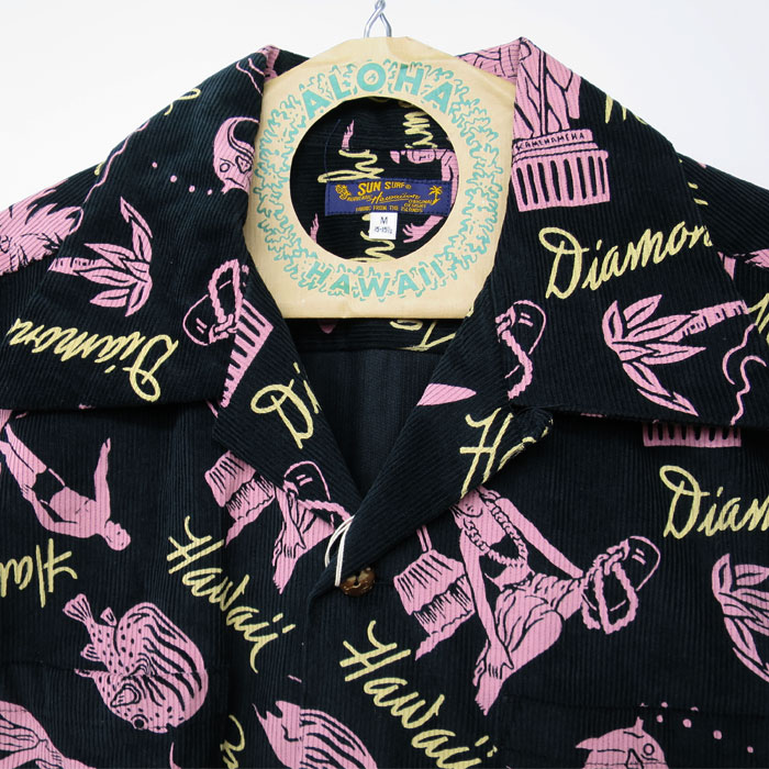 2025���� SUN SURF ���󥵡��� SS29582 [ CORDUROY L/S OPEN SHIRT "HISTORICAL EVIDENCE" ] �����ǥ�������󥰥��꡼�֥����ץ󥷥�� ���Υ��󥿡��ץ饤�� �����ϥ���� ���եۥ磻�� �֥�å�