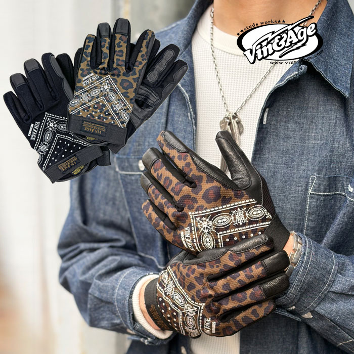 VIN&AGE ������������� VMG1 MECHANIC GLOVES ���硼�ȥ������� �Х������ �����󥢥�ɥ����� ����/�ݥꥨ���ƥ� ���� �Х����� �ϡ��졼 �饤�ǥ��󥰥������� ���ᥫ�� �֥�å� �쥪�ѡ���