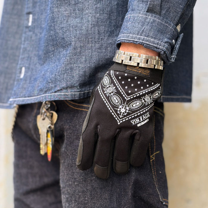 VIN&AGE ������������� VMG1 MECHANIC GLOVES ���硼�ȥ������� �Х������ �����󥢥�ɥ����� ����/�ݥꥨ���ƥ� ���� �Х����� �ϡ��졼 �饤�ǥ��󥰥������� ���ᥫ�� �֥�å� �쥪�ѡ���