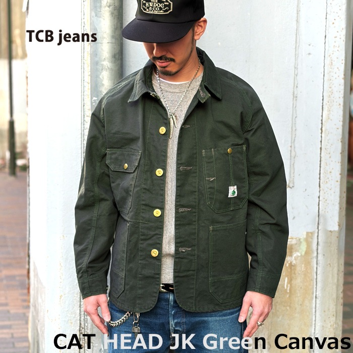 2025���� TCB������ Cat Head Jacket Green Canvas ����åȥإåɥ��㥱�å� ���꡼�� �����Х� 13.5oz ���㥱�å� ���� TCB jeans [ �ƥ��������ӡ������� ] 