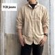 TCB Detachable Collar Work Shirt ƥӡ ǥå֥륫顼  ͥ Beige Stripe ۡڿ͡Ź Made in JapanTCB åȥ85󡢥ͥ15