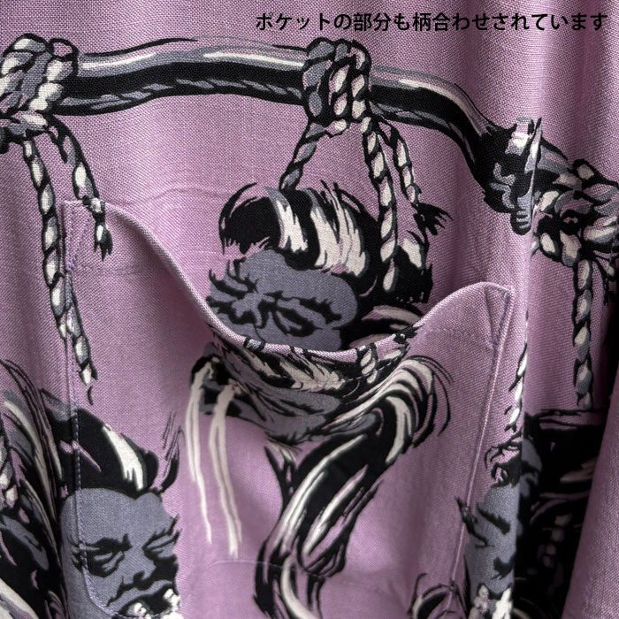 SH39705 STAR OF HOLLYWOOD HOPSACK RAYON OPEN SHIRT ��SHRUNKEN HEAD�ɥ��������֥ϥꥦ�å� �ۥåץ��å� �졼��� �����ץ󥷥�� �����󥱥�إå� Ⱦµ ���Υ��󥿡��ץ饤�� �����ϥ���� �ѡ��ץ� ��å�