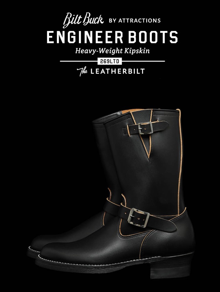 ���̸��� ATTRACTIONS / ���ȥ饯����� BILTBUCK / �ӥ�ȥХå� LOT.269LTD Engineer Boots / Heavy-Weight Kipskin ���󥸥˥��֡��� �إӡ��������ȥ��åץ����� ���� ���󥸥˥��֡��� �֥�å� ������