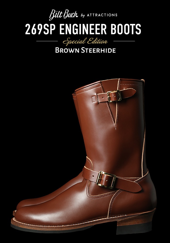 ATTRACTIONS / ���ȥ饯����� BILTBUCK / �ӥ�ȥХå� LOT.269SP Steerhide Engineer Boots -Brown��Gold- ���󥸥˥��֡��� ��������ʤᤷ�Υ��ƥ��ϥ���? ���� ���󥸥˥��֡��� �֥饦��ߥ�����ɥ��顼�Хå��� ���ڥ�����ǥ� ������