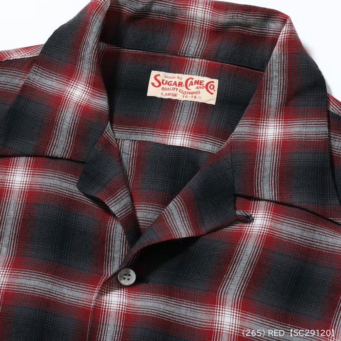 SC29120 RAYON OMBRE CHECK OPEN SHIRT SUGAR CANE ���奬�������� ����֥졼�����å������ץ󥷥�� �졼��� �����å� ����� ���Υ��󥿡��ץ饤��