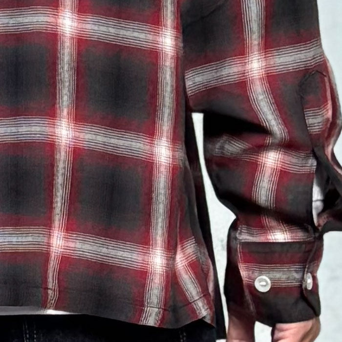 SC29120 RAYON OMBRE CHECK OPEN SHIRT SUGAR CANE ���奬�������� ����֥졼�����å������ץ󥷥�� �졼��� �����å� ����� ���Υ��󥿡��ץ饤��