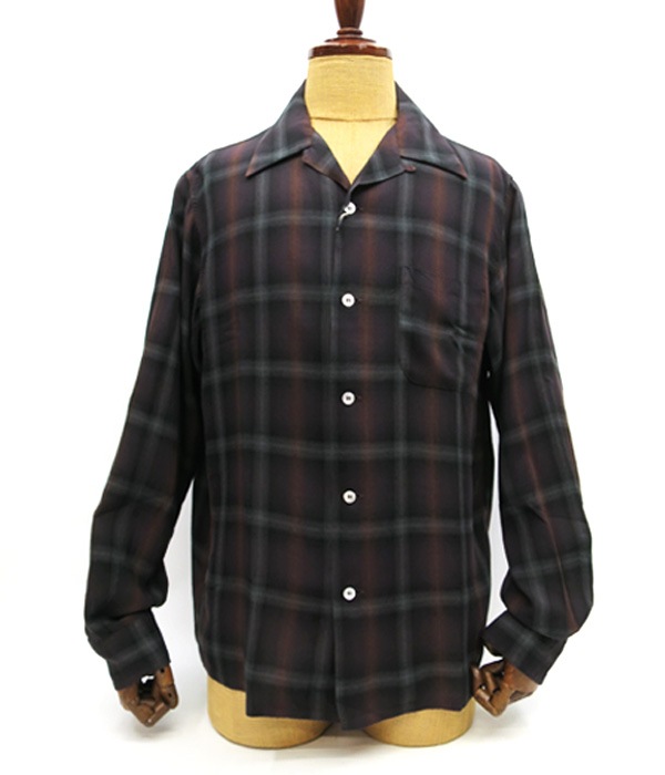 SC29120 RAYON OMBRE CHECK OPEN SHIRT SUGAR CANE ���奬�������� ����֥졼�����å������ץ󥷥�� �졼��� �����å� ����� ���Υ��󥿡��ץ饤��