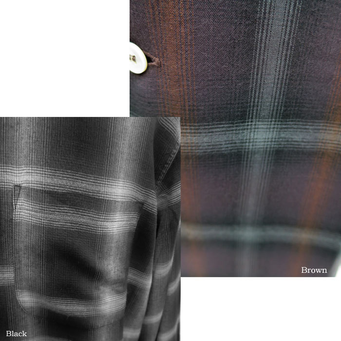 SC29120 RAYON OMBRE CHECK OPEN SHIRT SUGAR CANE ���奬�������� ����֥졼�����å������ץ󥷥�� �졼��� �����å� ����� ���Υ��󥿡��ץ饤��
