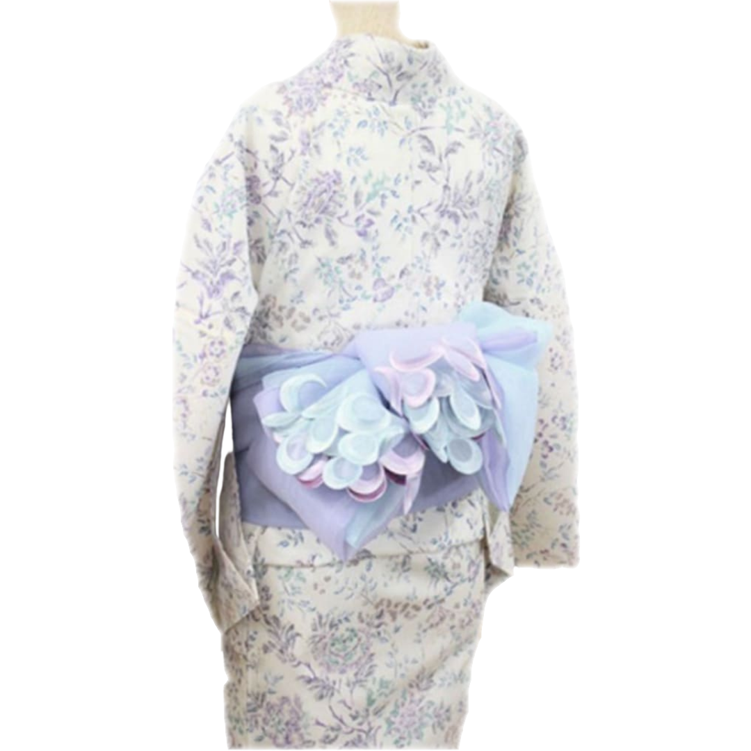 刺繍の兵児帯【2本セット】<ラベンダー&ライトブルー>obi siffon(シフォン)