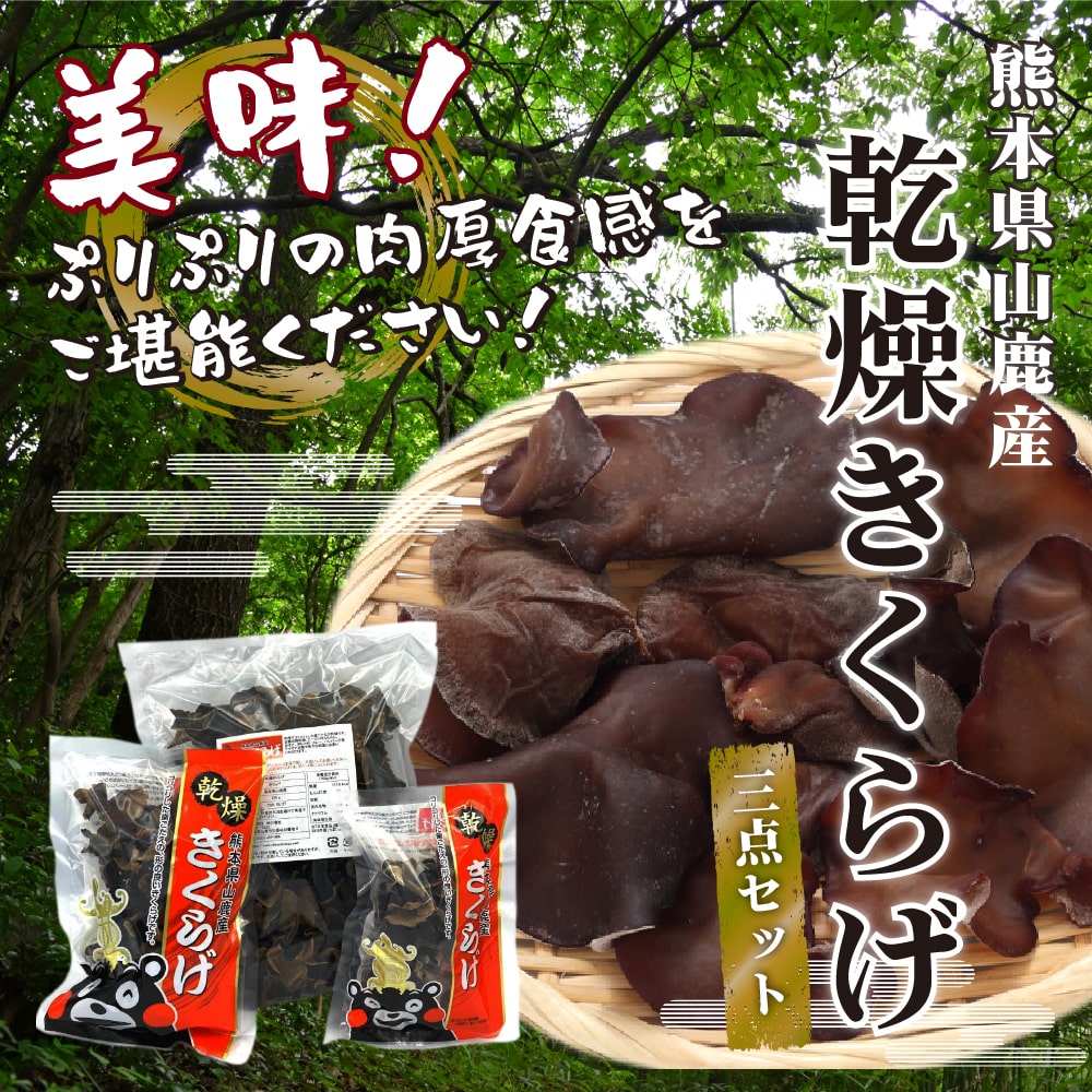 熊本県産乾燥きくらげ3点セット